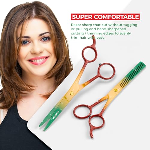 Suvorna 6.5″ Professional Hair Cutting Scissors with Thinning Shears for Hair Cutting & Trimming– Stainless Steel Haircut Scissors for Professionals & Homeuse - Hair Shears for Women & Men