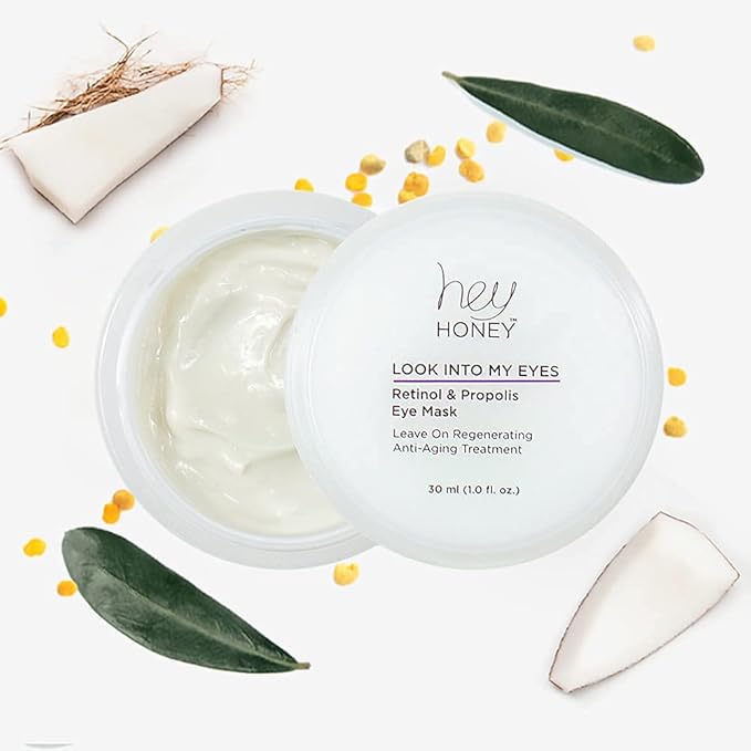 Hey Honey Look Into My Eyes Retinol, Peptide & Propolis Eye Mask for Wrinkle Reduction, Fine Line Smoothing Hydration Overnight Firming Under-Eye Treatment for Brighter, Youthful-Looking Eyes | 1 Oz