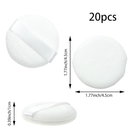 20PCS Makeup Powder Puff Reusable Cotton Powder Puff for Loose and Foundation Replacement (White, Normal Size 1.77 Inch)