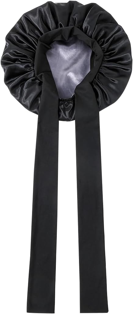 GDTOGRT Satin Silk Bonnet for Sleeping Women - Double Layer Sleep Hair Bonnets Caps for Curly Braid Hair with Tie Band
