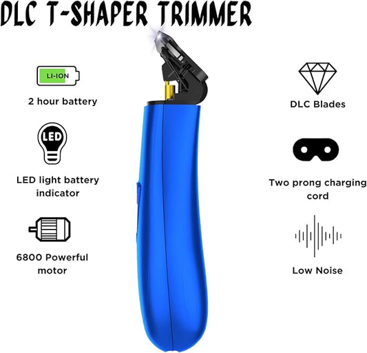 Supreme Trimmer T-Shaper ST5205 | Professional Barber Trimmer Hair Clippers for Men | Cordless Hair Trimmer Zero Gapped Liner Beard Trimmer | Blue DLC