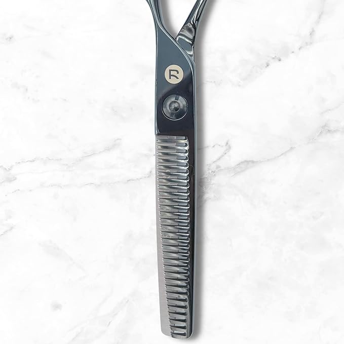 Black Hair Thinning Shears for Professional Barbers and Hairdressers - Japanese Steel - Designed for Salon Use (Katana)