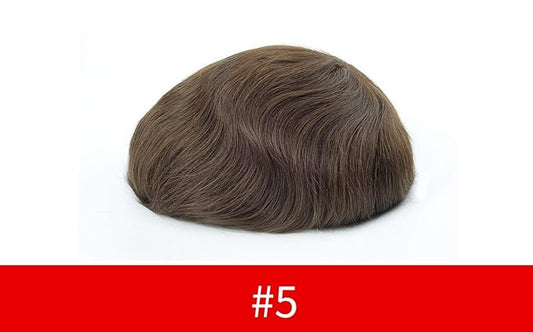 Lordhair Toupee for Men European human hair Full French Lace Hairpieces,Base Size 7x9 inch Hair Replacement System for Men Natural Hairline Human Hair Wig Medium Brown #5