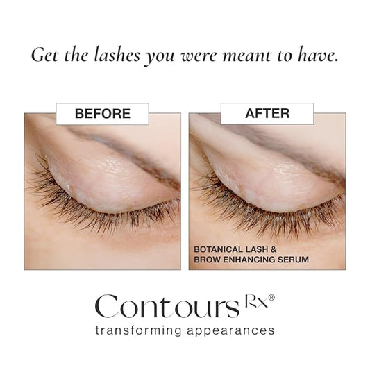 Contours Rx Botanical Lash & Brow Enhancing Serum – Organic, Drug-Free Growth Formula with Peptides & Botanicals – Strengthens, Hydrates & Nourishes – 5ml