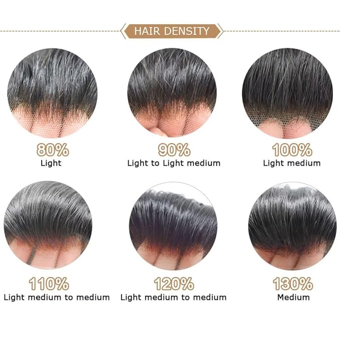 FACE MIRACLE Mens Toupee Lace Front Hairpieces Soft Human Hair Replacement System Natural Hairline Toupee for Men French Lace Poly V-Looped Mens hair Units 6"X9" #310 Dark Brown with 10% Gray