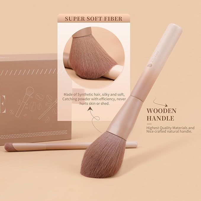 DUcare Christmas Makeup Brushes Set 12Pcs Coffee Series Makeup Brush set with Makeup Sponges Foundation Blending Face Powder Blush Eye Shadows Brushes