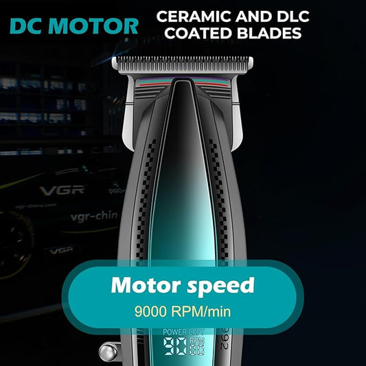 VGR 992 Professional Hair Trimmer for Men Versatile Cordless Zero Gapped Line Up Clipper for Beard Hair T Blade Barber Trimmer Metal Body 9000 RPM Rechargeable 240-Minute Run Time
