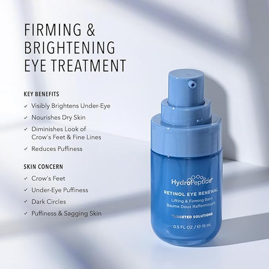 HydroPeptide Retinol Eye Renewal Lifting & Firming Eye Balm with 0.65% Universal Tri-Retinol Complex Peptide Solution, 0.5 Ounce