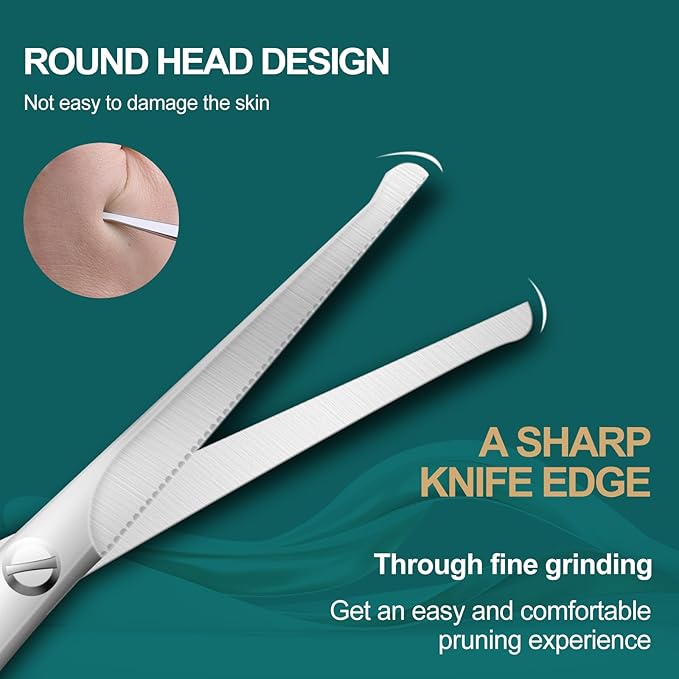 4.7-inch professional nose hair scissors, round-headed stainless steel small scissors, suitable for trimming facial hair, ear hair, eyebrows, bathroom, personal care and beauty (silver)