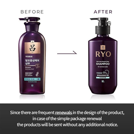 RYO Hair Strength Expert Care Shampoo for Sensitive Scalp, Hypoallergenic Cleansing, Soothing Care, Relieving Itchiness for Dryness and Smelly Scalp, Strengthening for Thinning Hair, 13.53 Fl Oz.