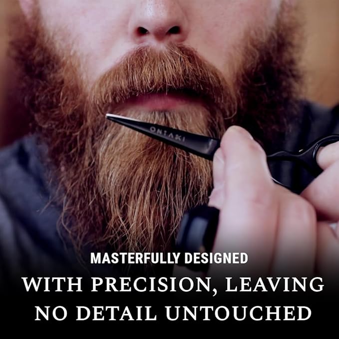 Premium Hand Forged Japanese Steel Hair Beard Mustache Scissors Cut Trim Groom Facial Hair Bangs (Black - 5.5")