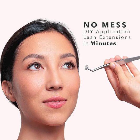 Silly George Pop-On Lashes - DIY 1-Step Pre-Glued Faux Eyelash Clusters, Natural Look Extensions, Black - Blush, 5-7 Pair Set, Pack of 60 Clusters