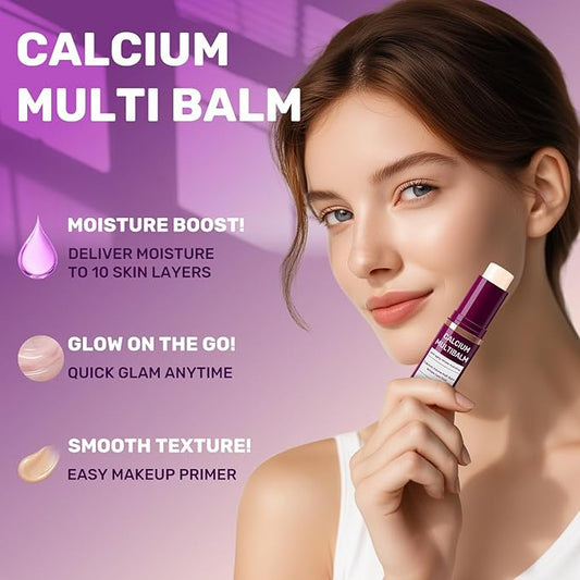 3pcs Calcium Volume Multi Balm,Calcium Multi Balm,Wrinkle Core Stick,Korean Collagen Moisturing Stick, Anti-aging, Hydrating, Almond & Vitamin E for Lip Balm Eye Cream Neck
