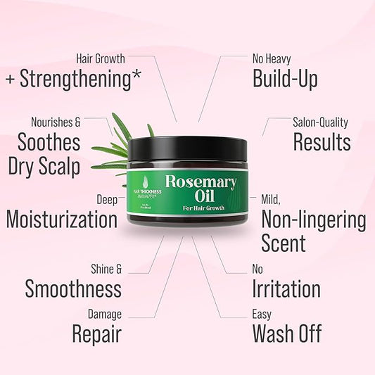 Rosemary Oil for Hair Growth Hydrating Mask for Dry Damaged Hair, Curly, Frizzy or Color Treated. Rosemary Scalp Treatment for Women, Men. Use Overnight, Leave In