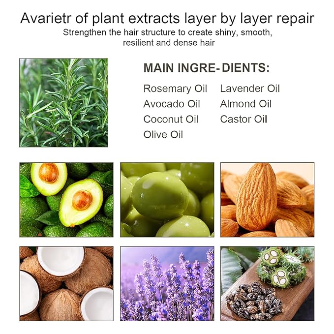 Natural Hair Growth Oil, 1 PCS Rosemary Oil for Hair Growth Organic, Hair for Dry Damaged Hair and Growth