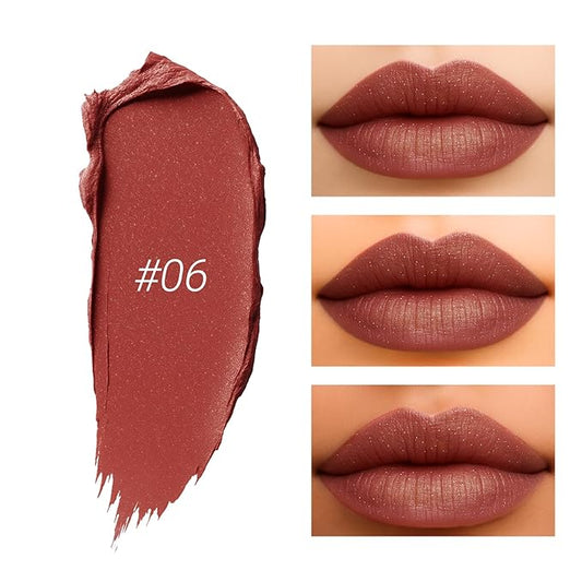 Erinde Matte Shimmer Lipstick Lip Liner Crayon for Women, 24 Hour Lipstick Lip Liner Pencil, Neutral Lipliner Waterproof Long Lasting Smudge Proof, Vegan & Cruelty-Free, C06 Cocoa Brown-Red