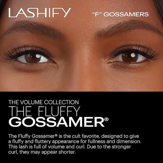 Lashify Fluffy 14mm Gossamer Eyelash Extensions Refill, Black, Easy DIY False Lashes To Add Fullness and Dimension