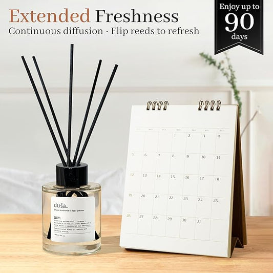 Duša Fig Reed Diffuser & Sticks - 5 Fl Oz Essential Home Fragrance Decor for Bathroom, Office & Living Spaces – Stylish & Long-Lasting Room Air Freshener - Ideal for Housewarming & Special Occasions