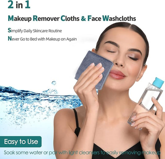 Wash Cloths 6 Pack, Reusable Makeup Remover Cloths, Super Soft and Gentle Face Towel for Sensitive Skin, 10x10 inch Small Face Washcloths, Easy to Rinse Quick Dry Slate Blue Facial Cleansing Cloths