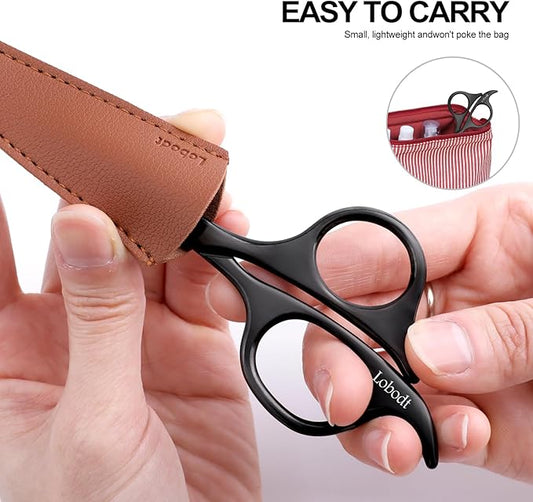 4.7-inch small nose hair scissors (black), round-headed scissors, for trimming facial hair, beards, ear hair, eyebrows, bathroom, Moustache Trimming,personal care and beauty