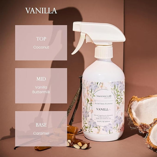 M&SENSE Air & Fabric & Pet Odor Eliminator Spray - 16.9oz Large Size Natural Safe Air Freshener Vanilla Scented Deodorizer for Home Eliminates Smoke & Musty Smells, Ideal for Kitchen & Living Spaces