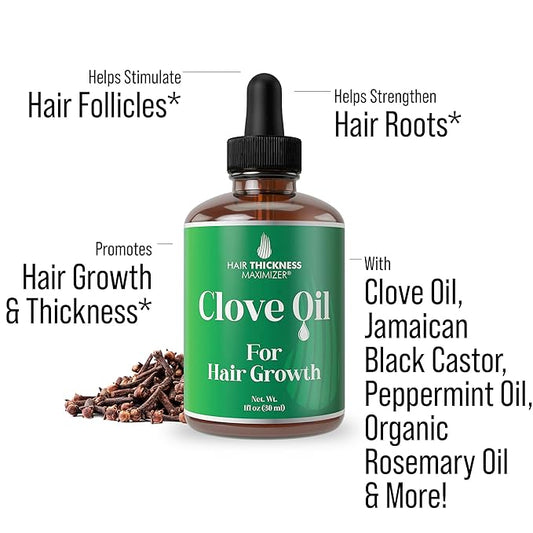 Clove, Rosemary, Peppermint & Jamaican Black Castor Oil Serum (1oz) - Vegan Hair Growth Treatment for Thickening, Moisturizing & Strengthening Weak Hair