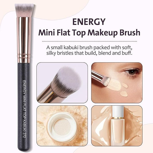 ENERGY Small Foundation Brush for Concealer Makeup Flat Top Concealer Brush Under Eye for Liquid Cream Powder Blending,Buffing Vegan Synthetic Bristles Face Makeup Applicator
