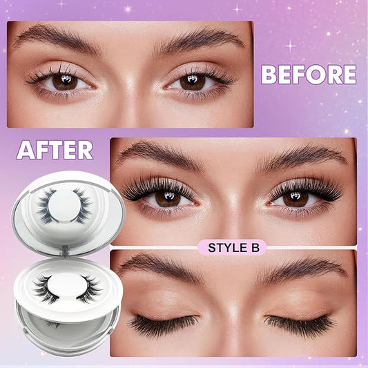 Hunnyfit Magnetic Lashes, Magnetic Eyelashes with Applicator, Magnetic Eyelashes Natural Look,Reusable Magnet Lashes No Glue Needed Soft Lashes Kit(Simple+Simple)