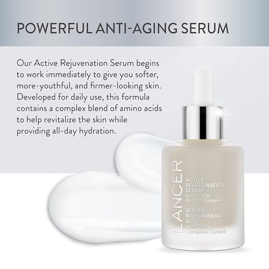 Lancer Skincare Active Rejuvenation Serum with Triple Dermal Complex, Daily Anti-Aging Face Serum, 1 Fluid Ounce