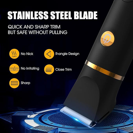 Manscape Body Trimmer for Men, 3 in 1 Men's Grooming Kit with Pubic/Nose Hair Trimmer & Ball Shaver for Nose/Balls/Groin/Legs/Chest Hair Removal, LED Display, IPX6 Waterproof, Gifts for Him Dad