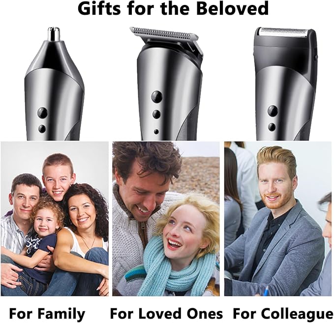 Trimmer for Men, Men's Beard Trimmer, Hair Clippers, Nose Hair Clippers, 3 in 1 Men's Grooming Kit for Smooth, No-Nick Shaving, Lightweight with USB Rechargeable, Men Gift