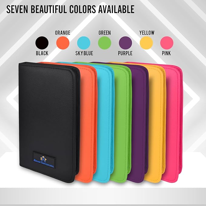 Leather 5 Scissor & Shear Storage Case for Hairstylist - Hairdresser -Scissor Holder Perfect for home-saloon use (Green)