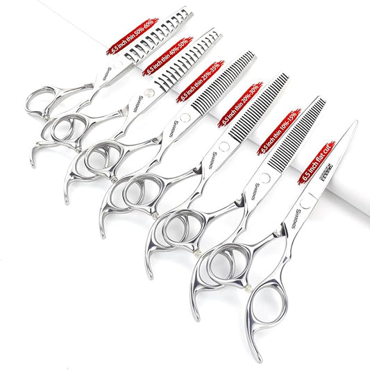 6/6.5 inch professional hair scissors hairdresser hair thinning scissors hairdressing tools barber scissors (6.5-inch 6pc)