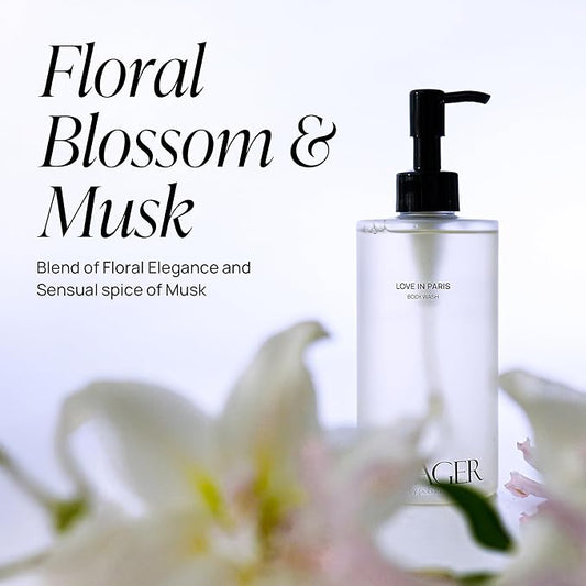 VOYAGER Foaming Body Wash with Pump, Non-stripping, Nourishing & Deep Hydration Cleanse. 10.14 Fl. Oz./300ml (Rose)