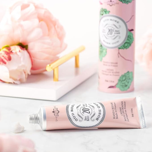 La Chatelaine Shea Butter Hand Cream, Made in France, Natural and Organic Ingredients, 70ml / 2.3 oz, Gift Tin, Oud Rose