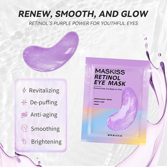 Retinol Under Eye Patches (24 Pairs), Purple Eye Masks for Dark Circles, Puffy Eyes & Wrinkles, Firming Collagen Eye Patches, Vegan Cruelty-Free Skincare Gifts for Her