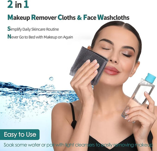 Wash Cloths 6 Pack, Super Soft and Skin Friendly Face Towel for Sensitive Skin, Reusable Washable Makeup Remover Cloth, 10x10 inch Small Face Washcloth, Easy to Rinse Dark Grey Facial Cleaning Cloths
