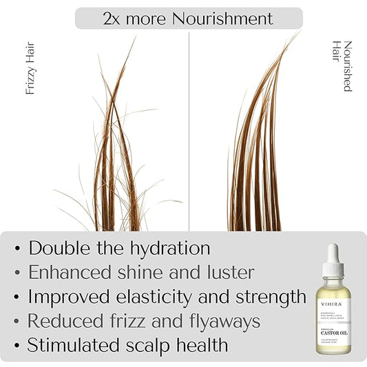 Premium Organic Castor Oil (16oz | Premium Glass Bottle), Cold Pressed, 100% Pure, Extra Virgin, Hexane Free, for Hair Growth, Eyelash, Eyebrow, Cuticles, Nails, Skin, Belly Button, Muscle & Wellness.