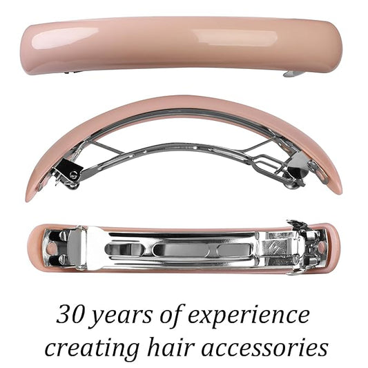 Stylish Tortoise Shell Hair Clip - Autoclasp Barrettes For Styling in an Updo, Bun, Ponytail - Strong Korea Made Accessory for Thick, Medium Volume Hair - Set of 3 Pieces, 3 Colors