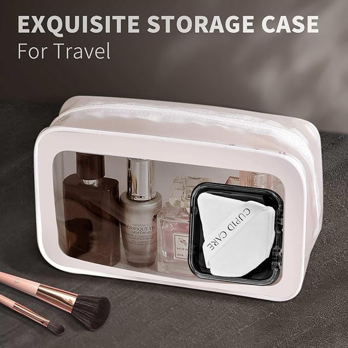 6 Pcs Triangle Powder Puff with 2 Travel Cases, Setting Powder Puffs for Face Powder and Foundation, Velour Makeup Puff for Loose Powder Body Powder, Skin-Friendly, Beauty Makeup Tools