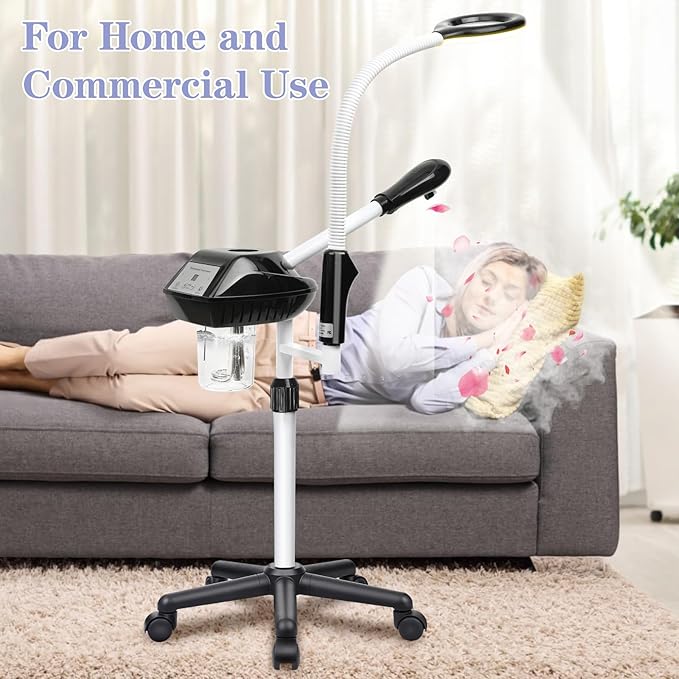 Facial Steamer Professional, 2 in 1 Facial Steamer with 5X Magnifying Lamp, Ozone Face Steamer, Suitable for Home or Beauty Spa Use