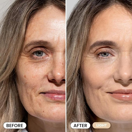 Prime Prometics PrimeSkin CC+ Cream for Mature Women – Lightweight Liquid-to-Powder Foundation – Blurs Pores & Covers Age Spots – Crease-Free, Hydrating & Soft-Matte Finish for Sensitive Skin (Light)