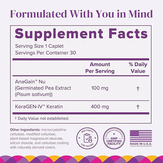 Barimelts Hair Health+ – Helps Reduce Hair Thinning for GLP-1 Users or Bariatric Patients – Hair Growth Supplement with Clinically Studied AnaGain™ Nu and Keratin – 1-Month Supply