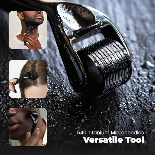 ROSELYNBOUTIQUE Derma Roller for Hair Beard Facial Skin Face 540 Titanium Microneedle - At-Home Beauty Instrument - Holiday Gift for Men Women
