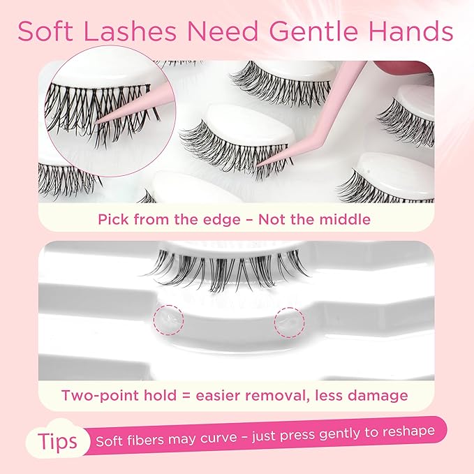 Bepholan Ultra-thin False Eyelashes False Lashes Natural look 100% Handmade Lash Strips Lightweight Lashes with Soft Clear Band(117)