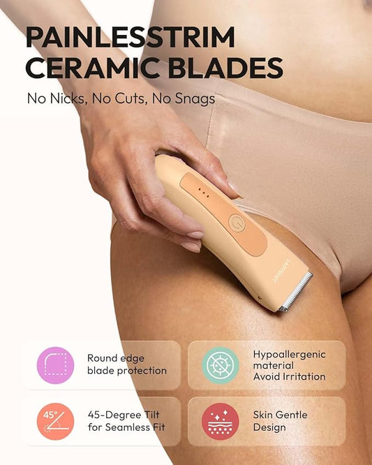 MANSPOT LADYSPOT™ Finishing Trimmers, Electric Shaver for Women, Hair Trimmer for Womens, Shaving & Grooming Sets Kit with 3 Guard and Replaceable Ceramic Blade Heads, Waterproof Wet/Dry(Orange)