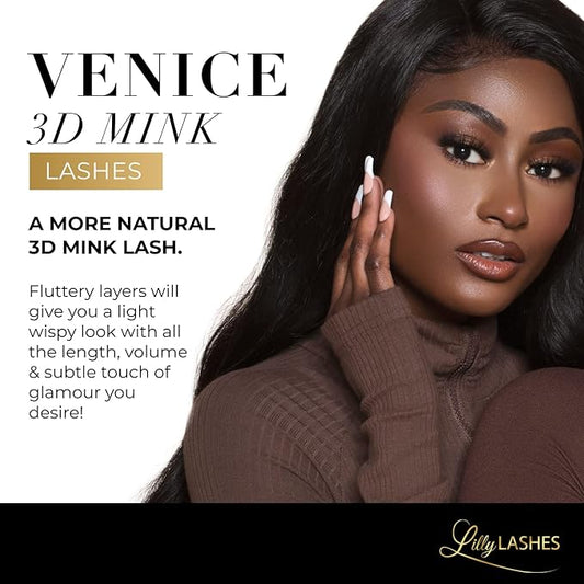 Lilly Lashes 3D Mink Venice | False Eyelashes | Reusable | Non-Magnetic | 100% Handmade