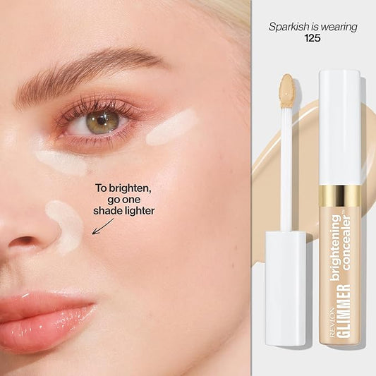 Revlon Glimmer Brightening Concealer, Liquid Under Eye Makeup, Made with Caffeine, Vitamin C, & Stevioside, 125, 0.3 fl oz