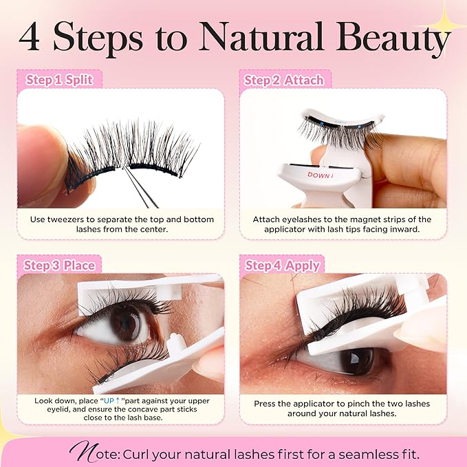 Bepholan Soft Magnetic Eyelashes, Reusable Magnetic Lashes with Applicator, Glue-free False Lashes without Eyeliner, Easy to Wear and Remove (RC24)