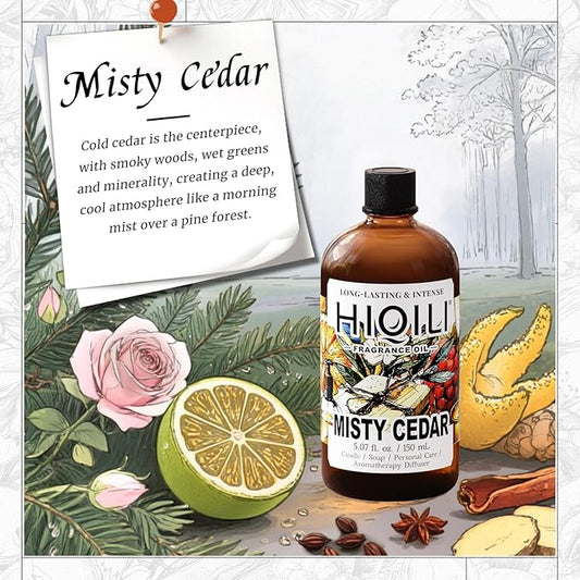 HIQILI Misty Cedar Fragrance Oil for Candle & Soap Making, DIY Fresh Hand Wash, Luxury Hotel Scents for Air Diffuser - 5.07 Fl Oz